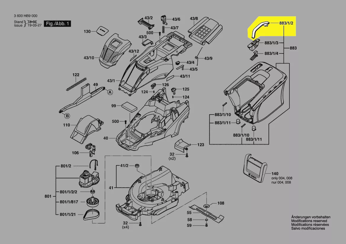 Poignée bac collecteur réf. F 016 L66 685 Bosch